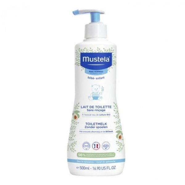 mustela-lait-de-toilette-sans-rincage-a-lavocat-bio-visage-et-siege-peau-normale-flacon-500ml