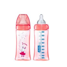 DODIE Biberon anti colique Initiation+ 330ml Fille +6 mois tétine ronde 3 vitesses débit 3